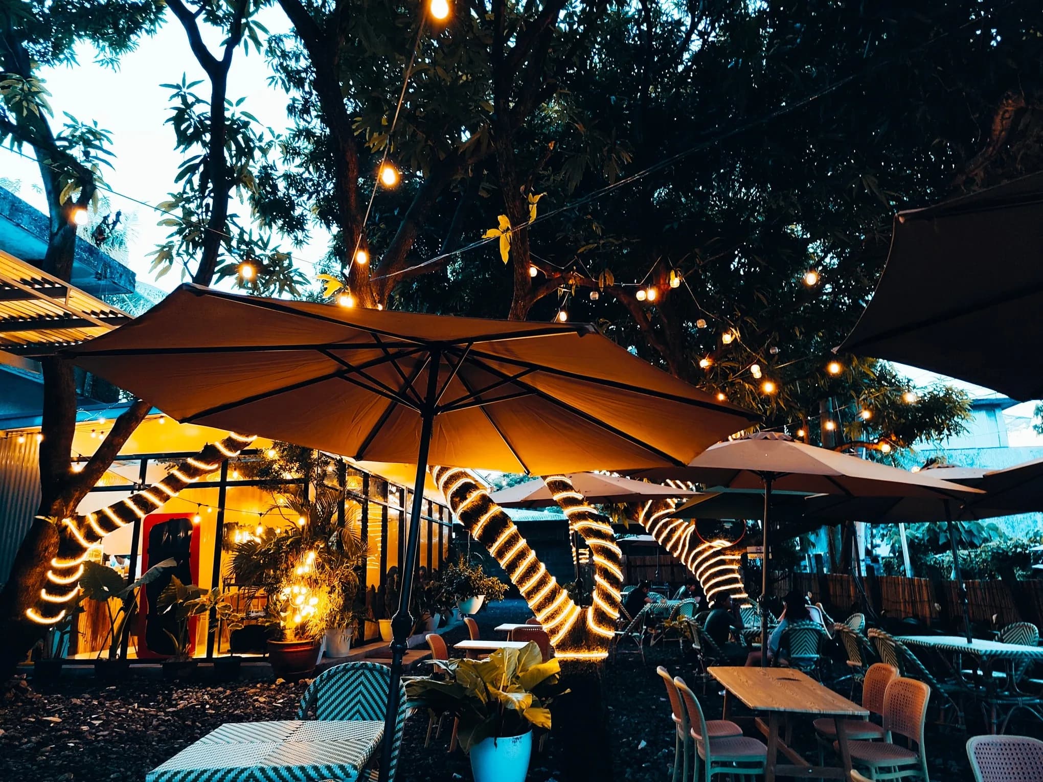 The open-air garden seating at La Veranda Cafe